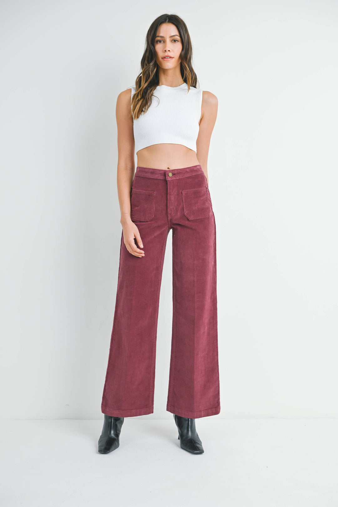 Corduroy Mini Patch Pocket Wide Leg