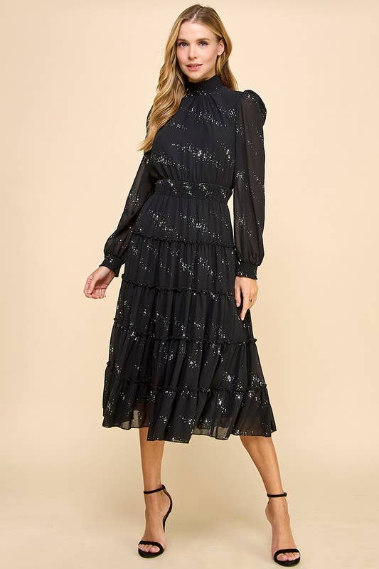 Abstract Print Midi Dress