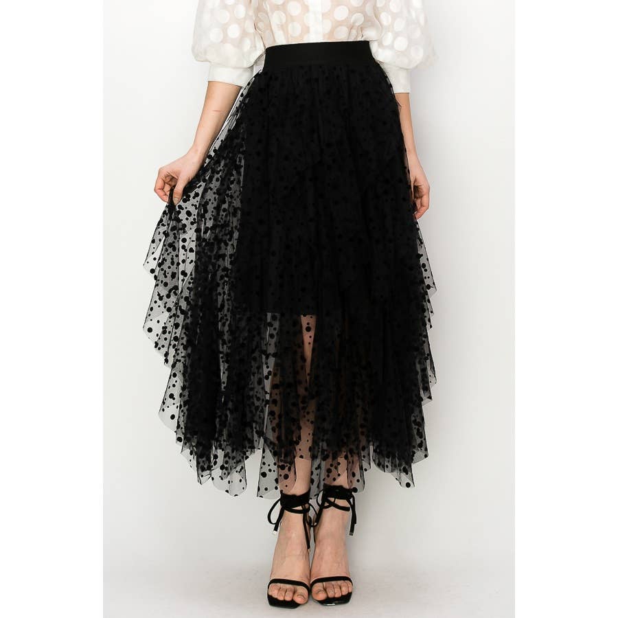 Polka Dot Tulle Long Skirt