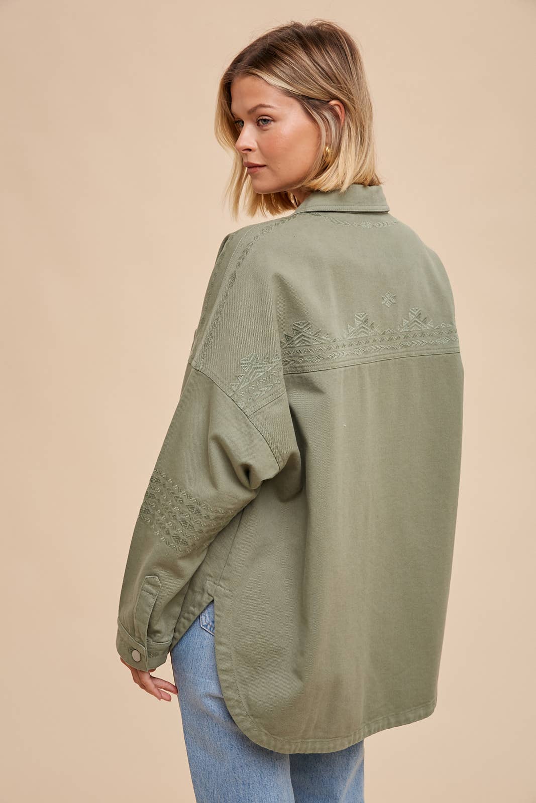 Embroidered Utility Shacket