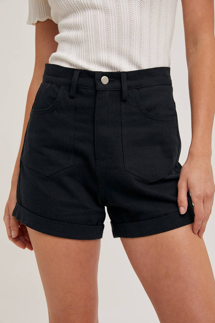 High-Rise Denim Mom Shorts