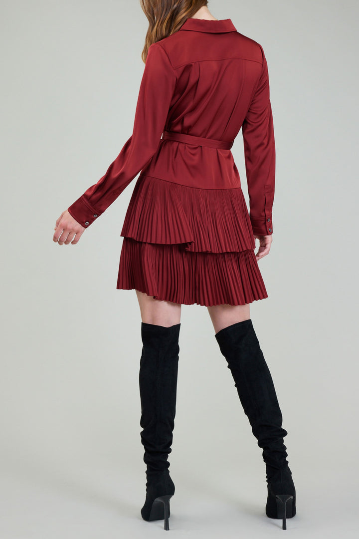 Shirt Dress with Pleated Tiered Skirt