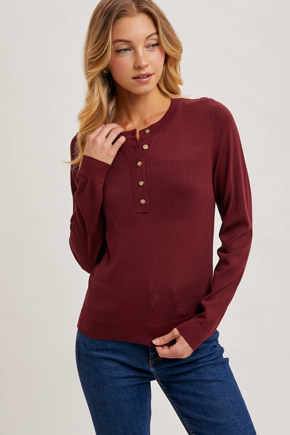 Half-Button Knit Top