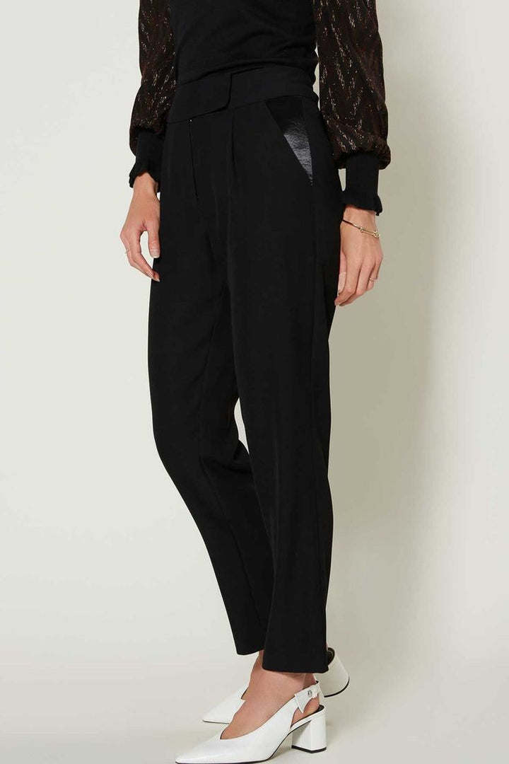 Straight Leg Pants with Satin Pockets