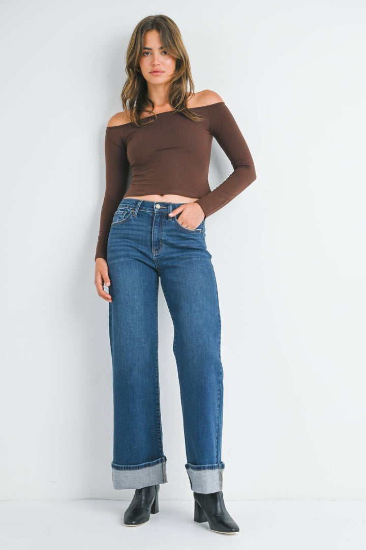 Cuffed Wide Leg Jean