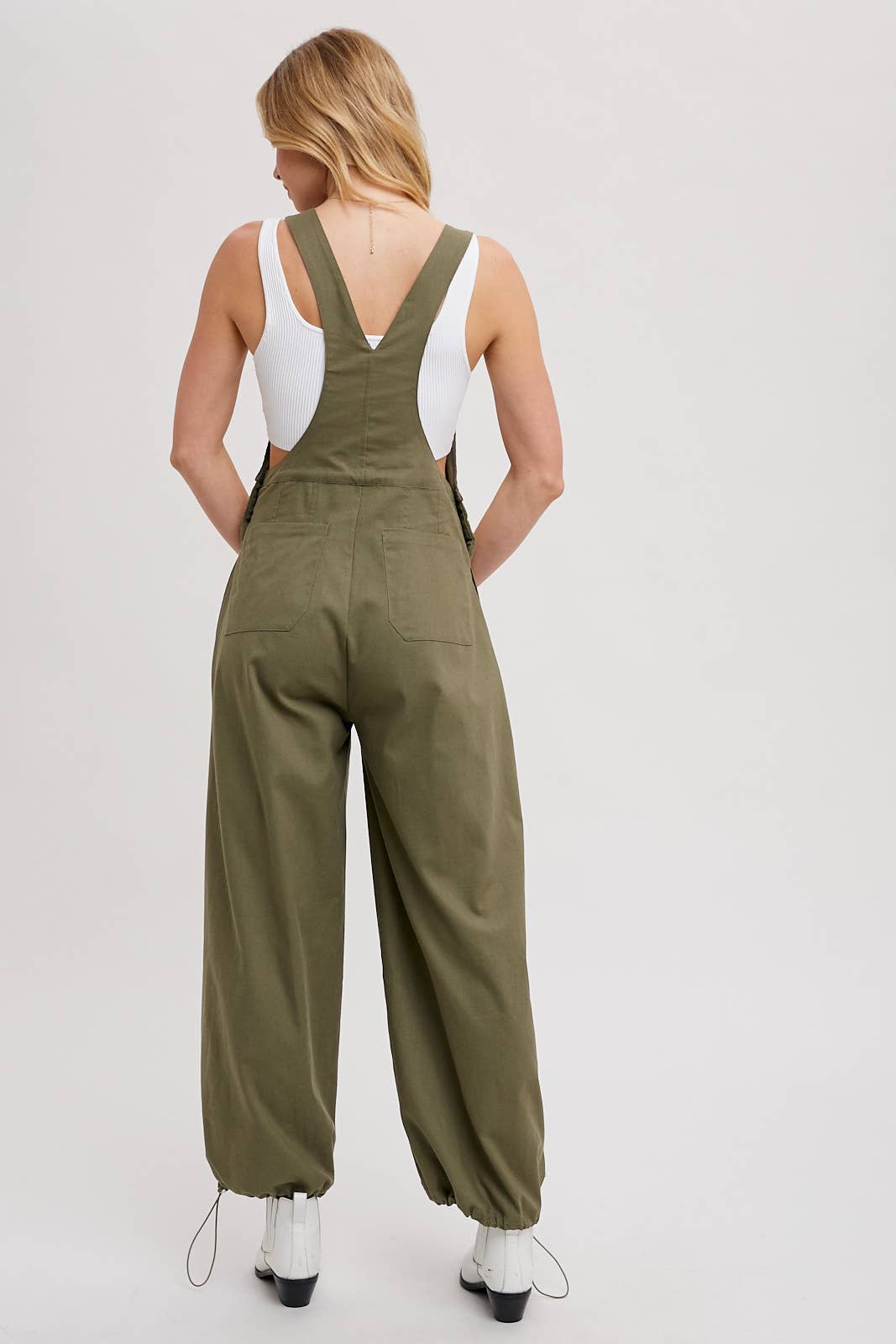 Cargo Drawstring Overall Jumpsuit