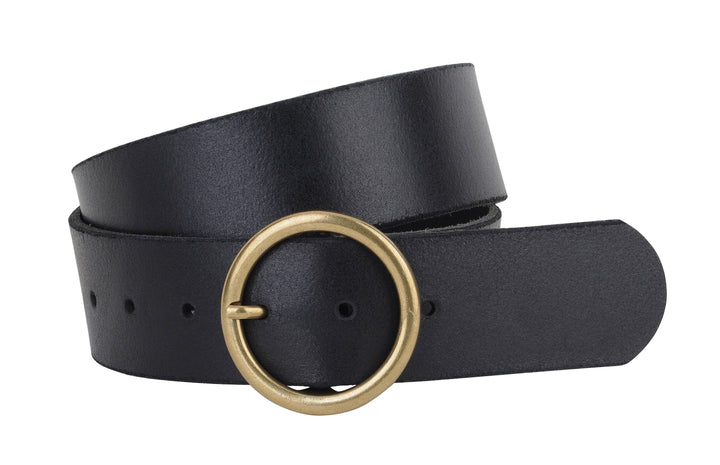 Brass Single Ring Buckle Leather Belt