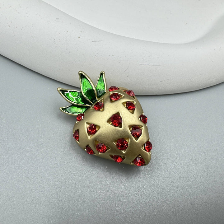 Strawberry Rhinestone Brooch