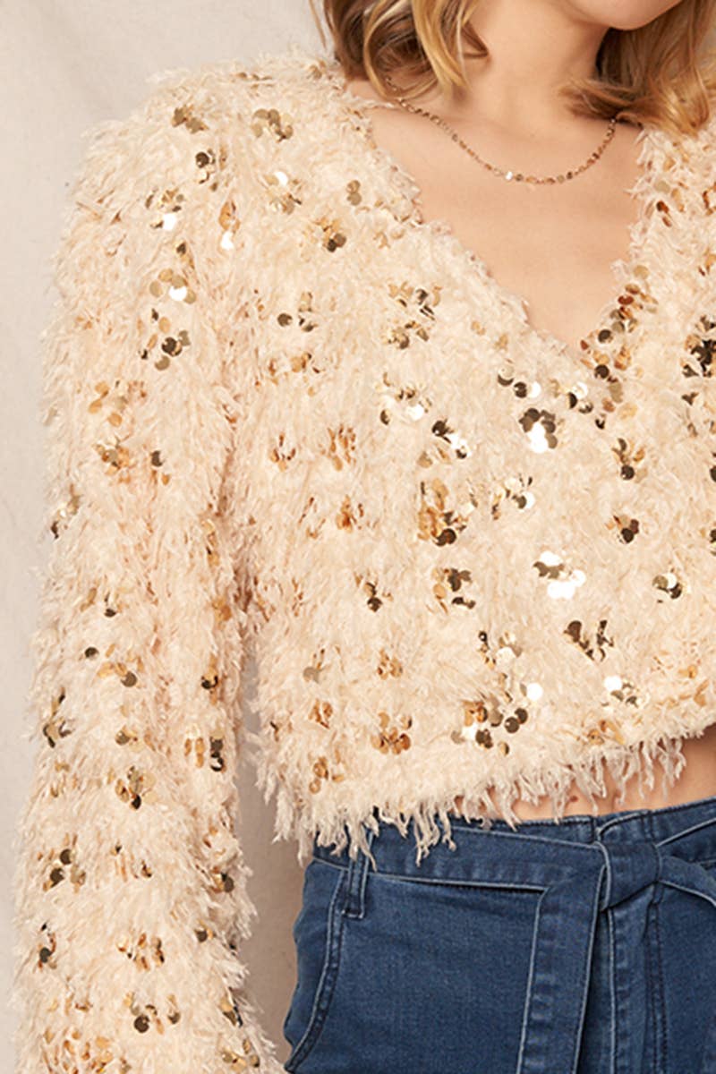 Oversized Feathery Sequin Top