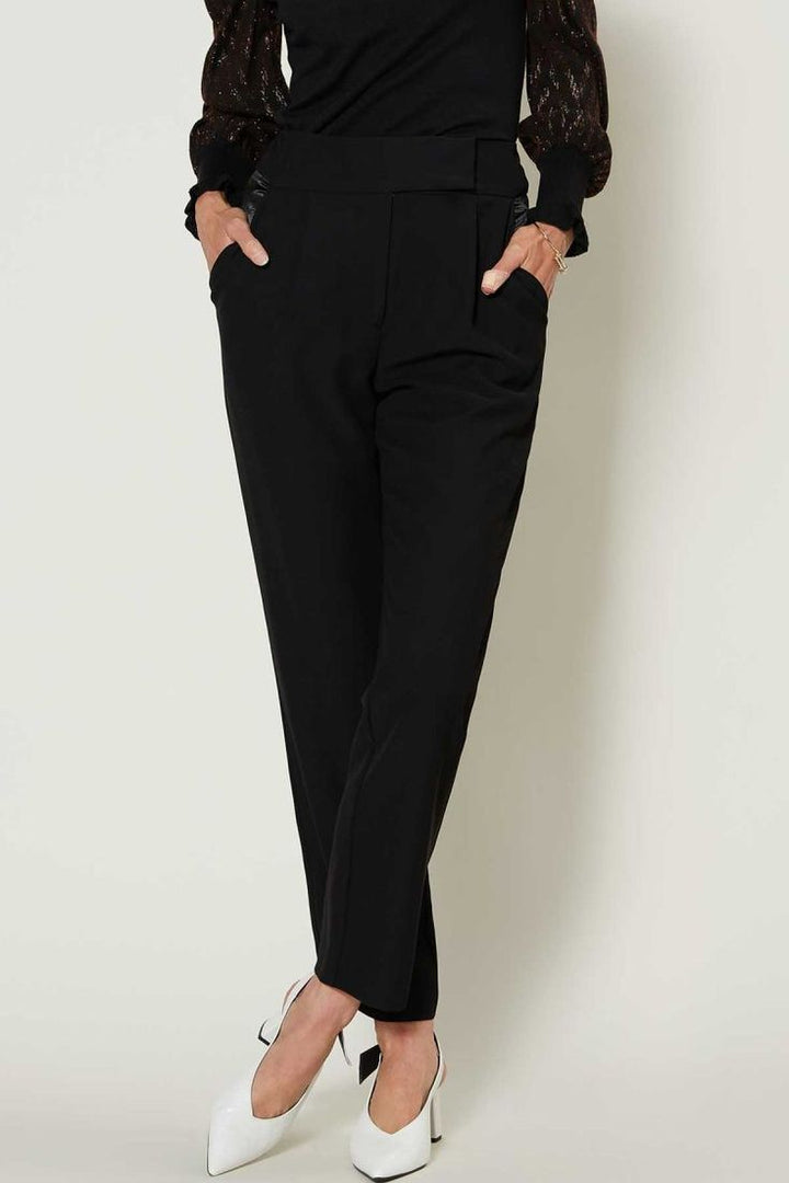 Straight Leg Pants with Satin Pockets