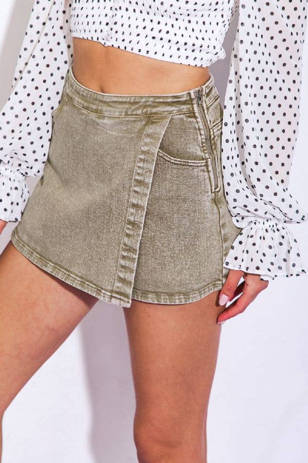 A Washed Twill Skort