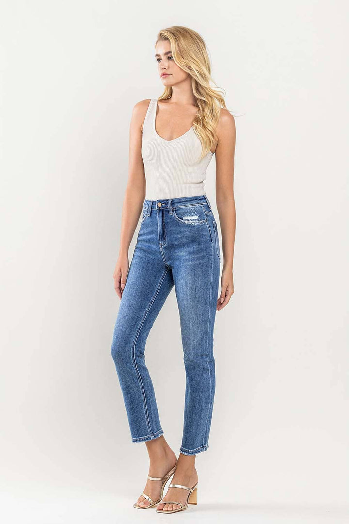 Super High Rise Ankle Slim Straight Jeans