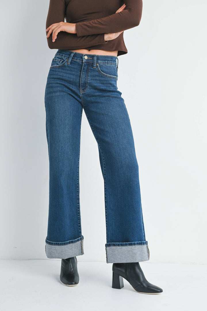 Cuffed Wide Leg Jean