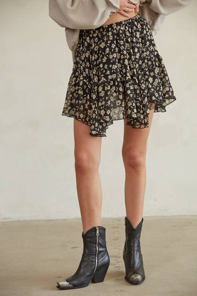 Floral Flare Mini Skirt