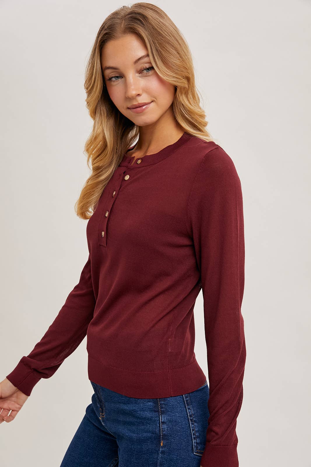 Half-Button Knit Top