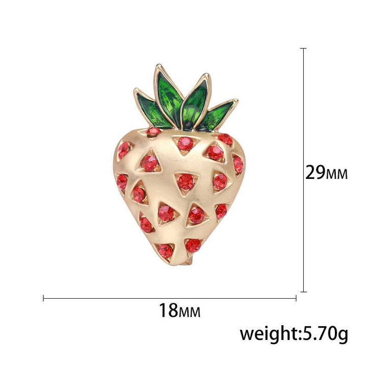 Strawberry Rhinestone Brooch