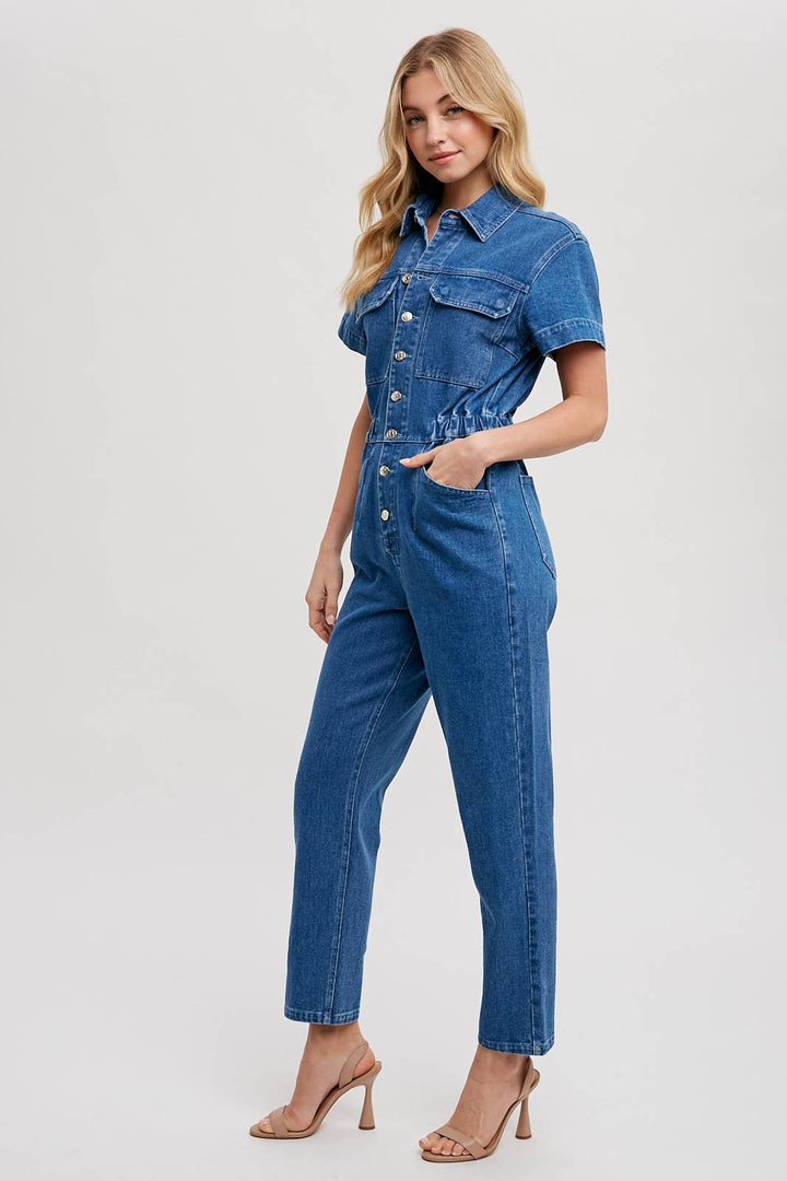 Denim Tapered Leg Jumpsuit