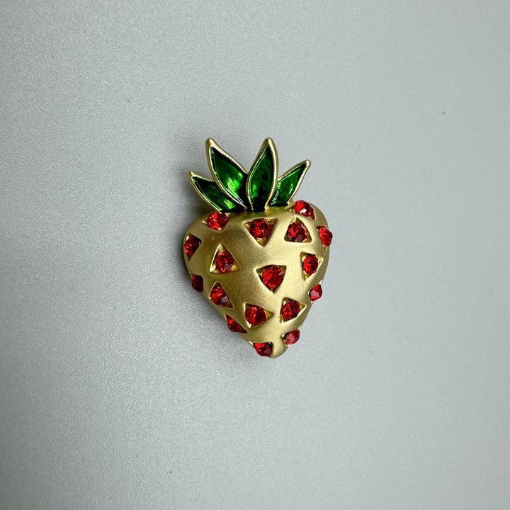 Strawberry Rhinestone Brooch