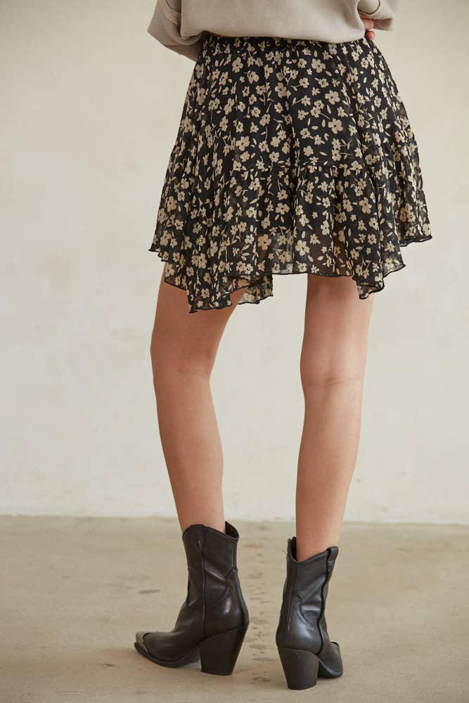 Floral Flare Mini Skirt