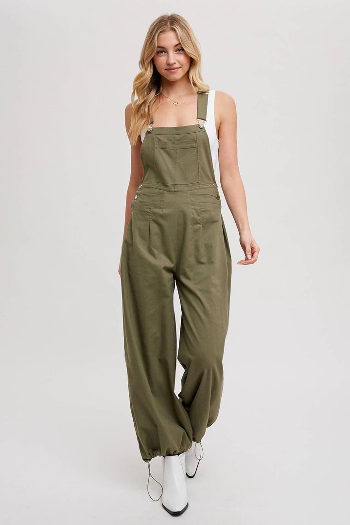 Cargo Drawstring Overall Jumpsuit