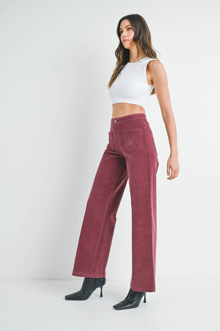 Corduroy Mini Patch Pocket Wide Leg