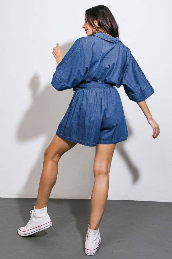 A Washed Light Weight Denim Romper