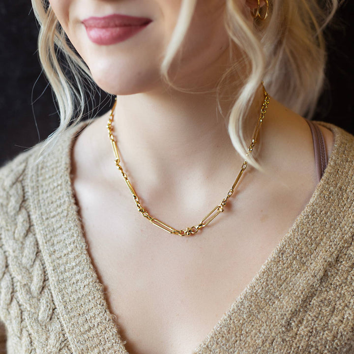 Gilded Gold Toggle Chain Charm Necklace