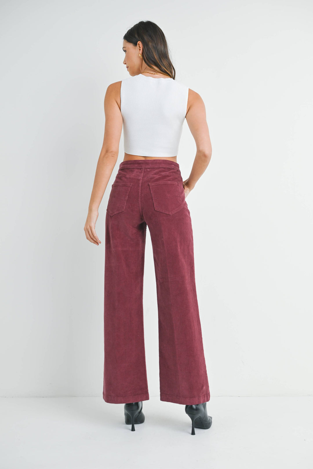 Corduroy Mini Patch Pocket Wide Leg