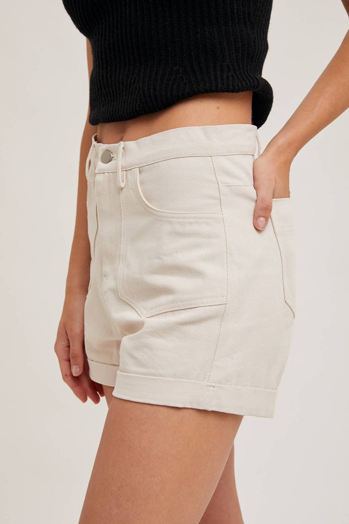 High-Rise Denim Mom Shorts