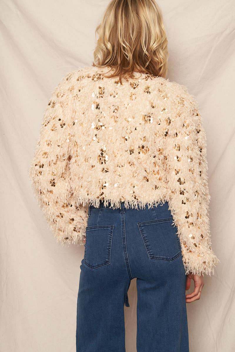 Oversized Feathery Sequin Top