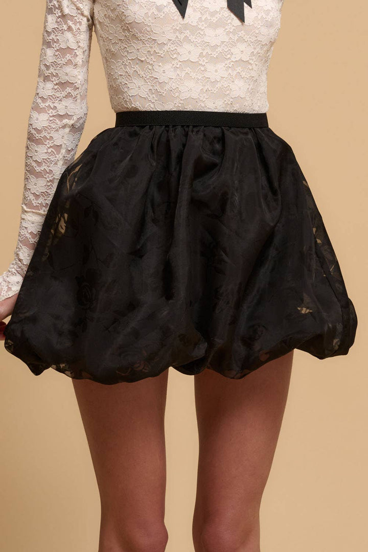 Floral Mesh Bubble Mini Skirt