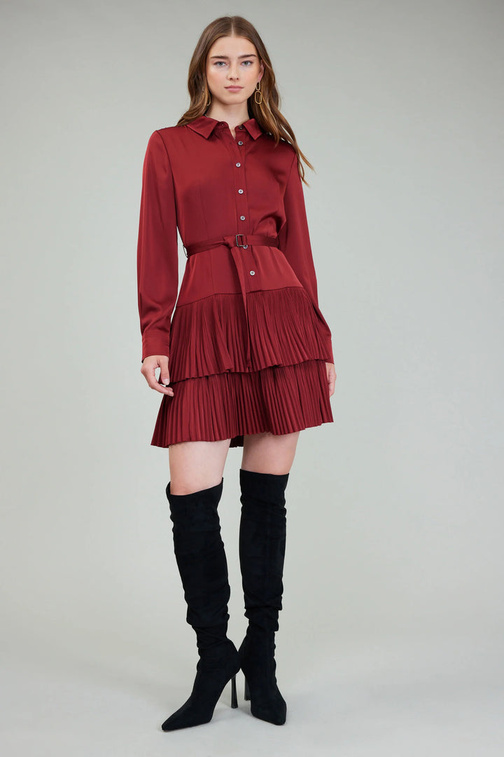 Shirt Dress with Pleated Tiered Skirt