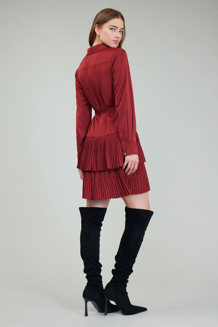 Shirt Dress with Pleated Tiered Skirt