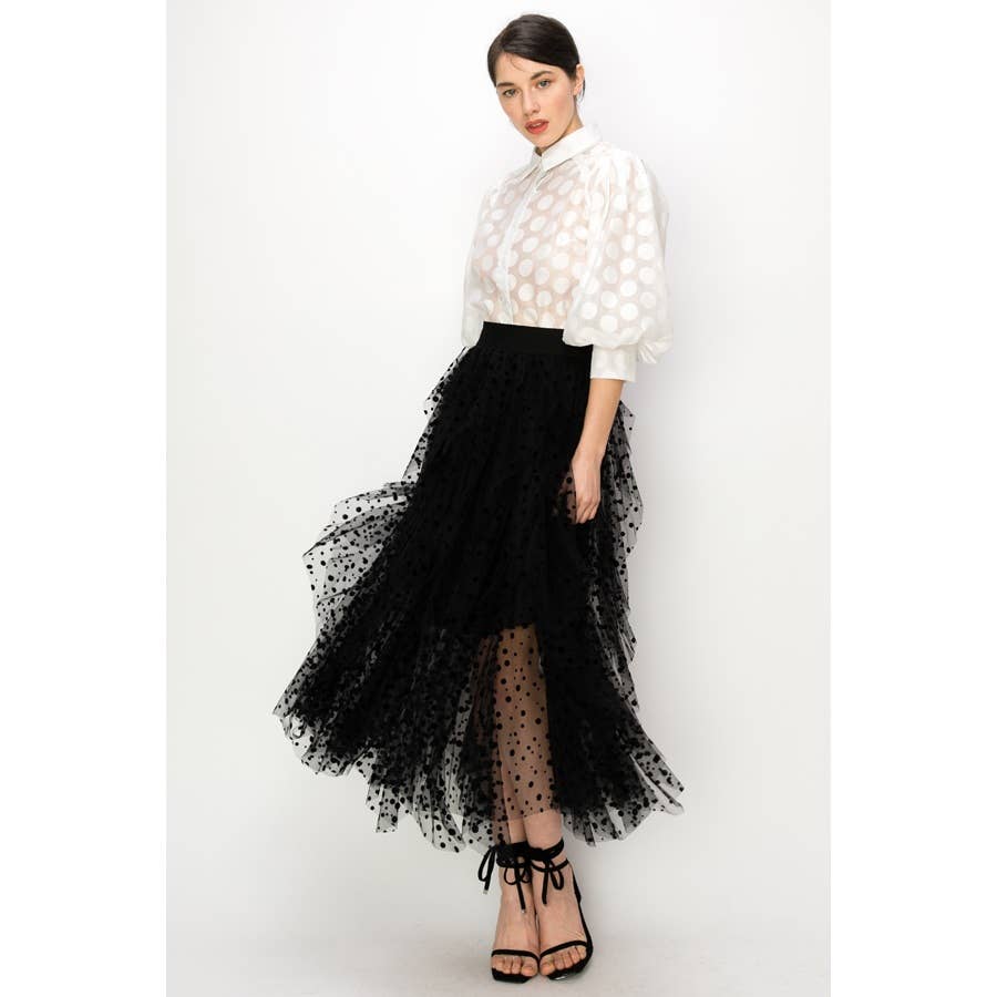 Polka Dot Tulle Long Skirt