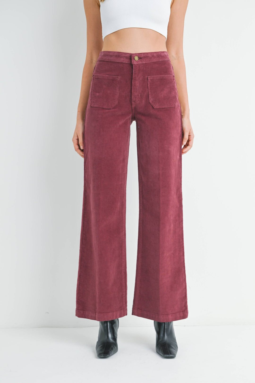 Corduroy Mini Patch Pocket Wide Leg