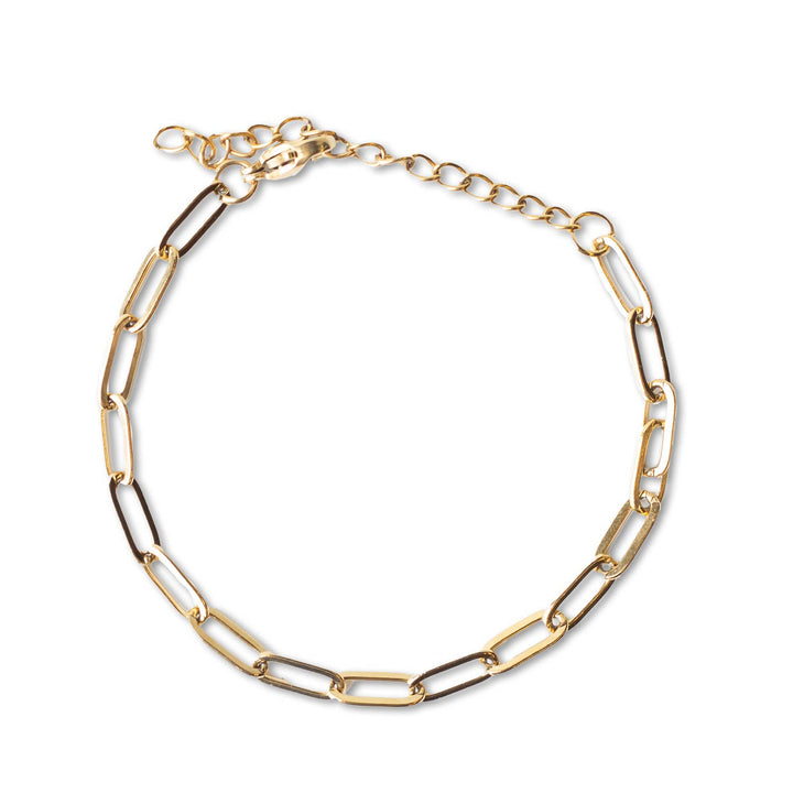 Gold Chain Paperclip Charm Bracelet