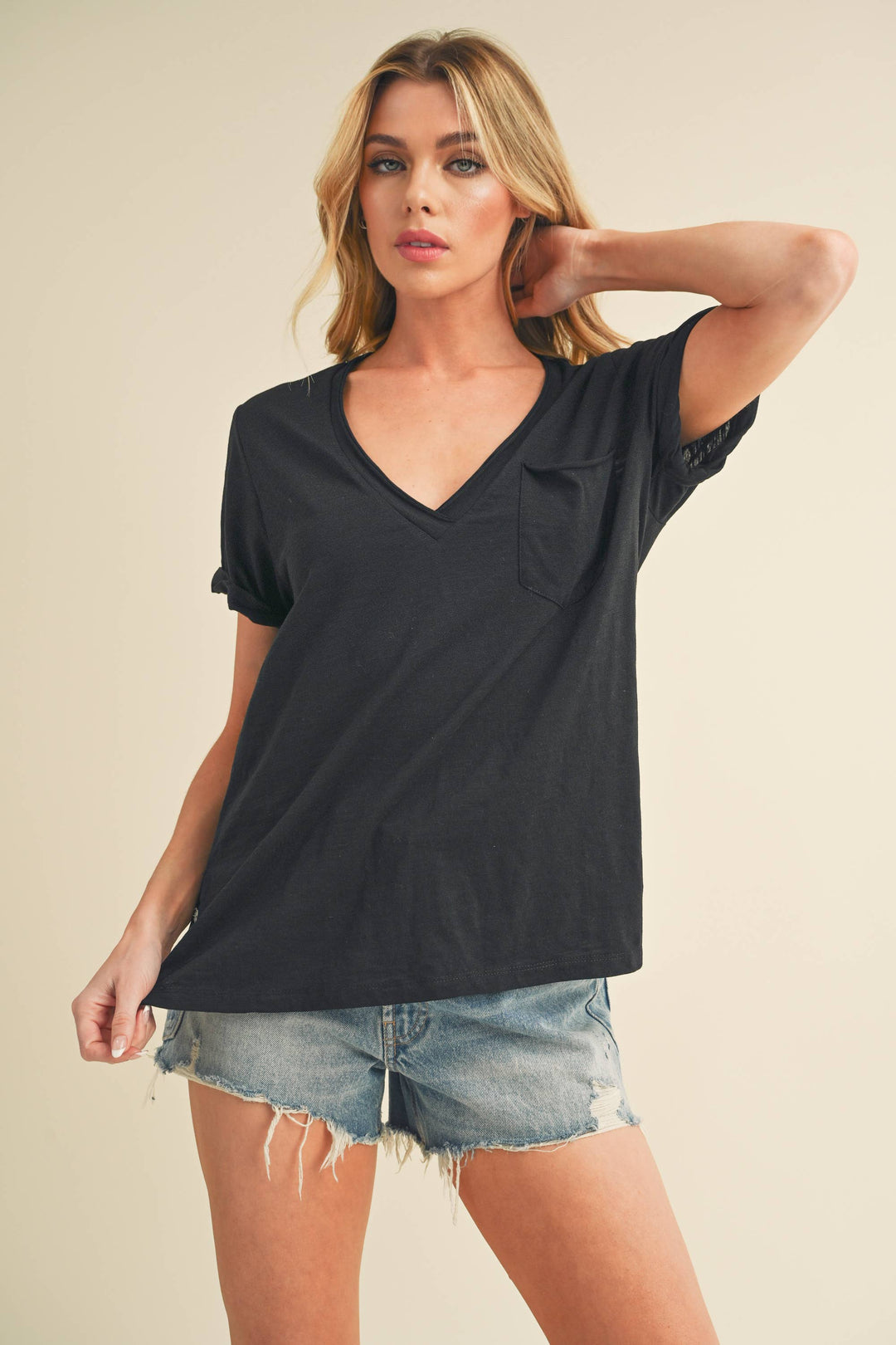 Zoie V-Neck Short Sleeve Top