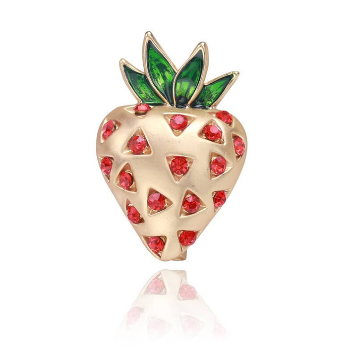 Strawberry Rhinestone Brooch